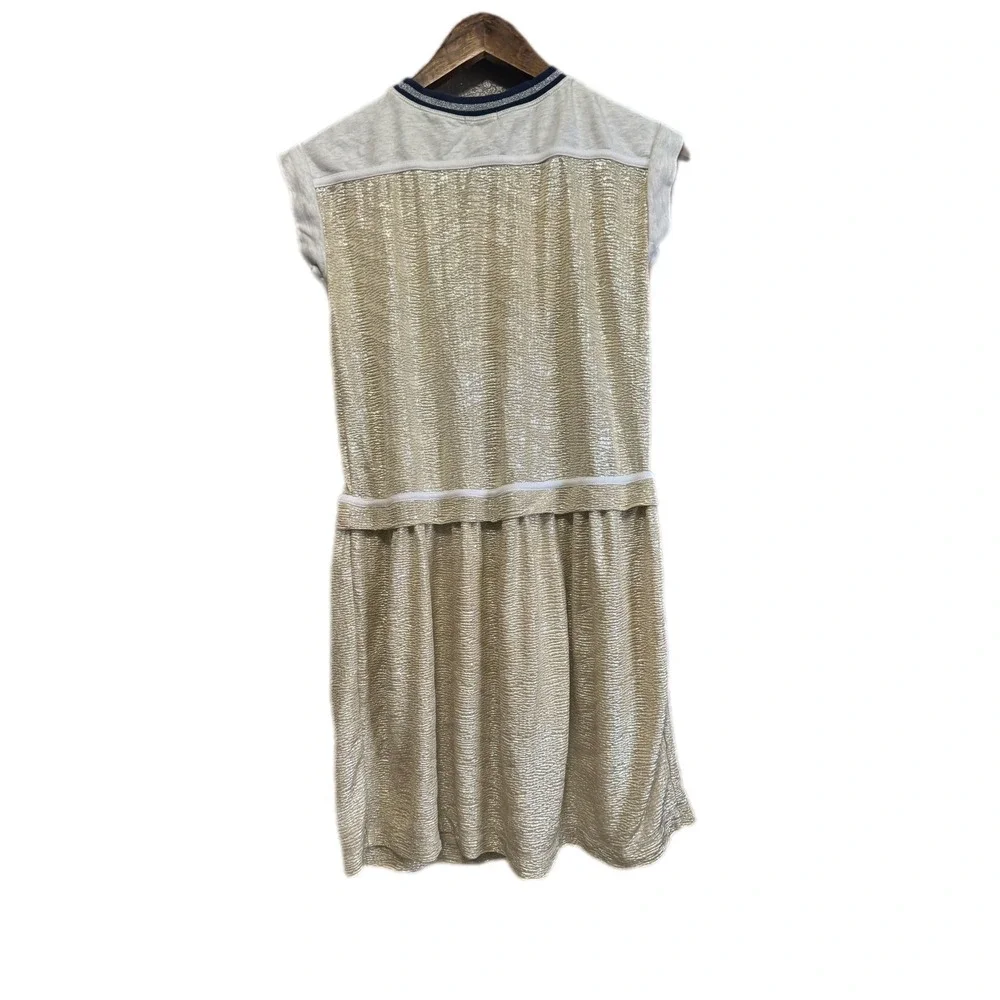 Crewcuts J.Crew Gold Metallic Textured Dress Kids 14 Shimmer Drop Waist EC4V 6JA